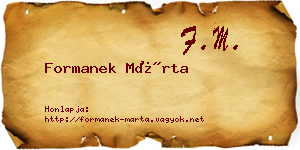Formanek Márta névjegykártya